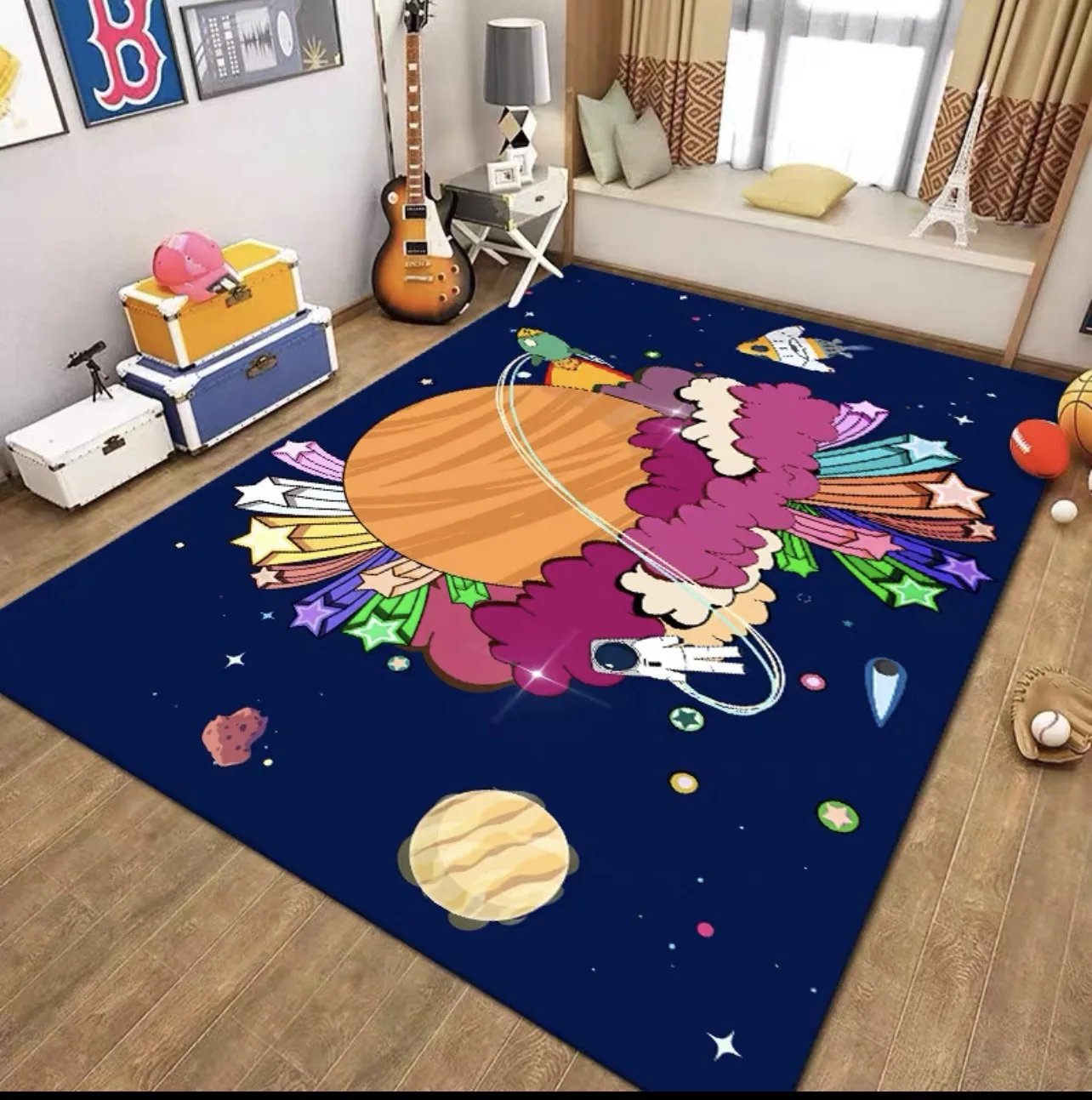 VIKAMA cartoon carpet thickened home children\'s room traffic parking lot Hopscotch study table chair kindergarten play mat