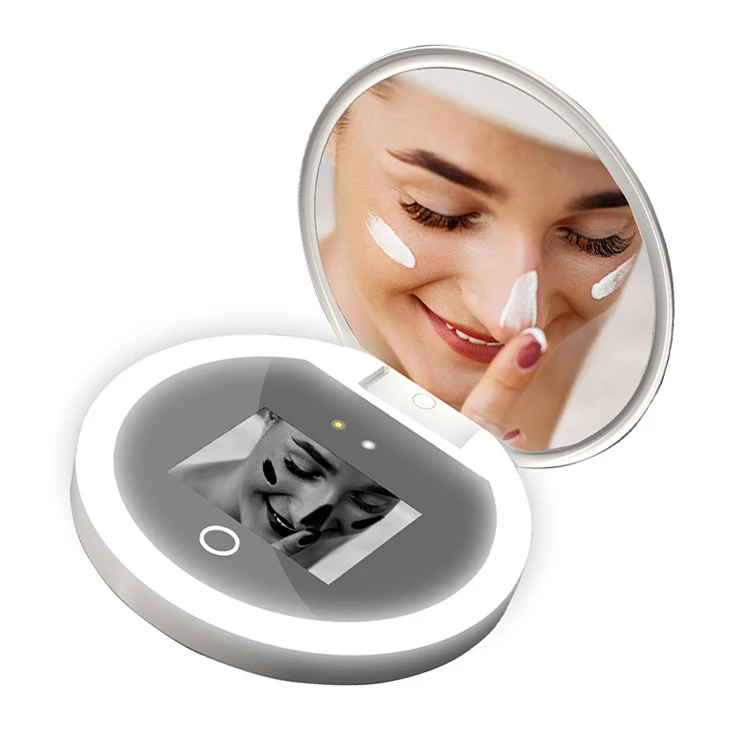 Protection Detection Rechargeable Travel Pocket Mirror Smart Touch LED  UV  Cosmetic Mirror