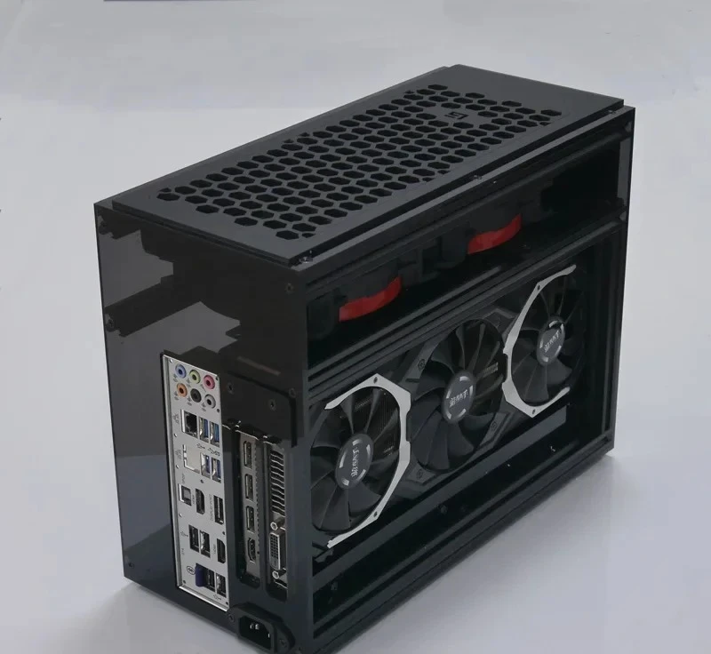 A4 A60 SFX Mini Water Cooled ITX Small Case, RGB Side Transparent GHOST S1 Acrylic Game