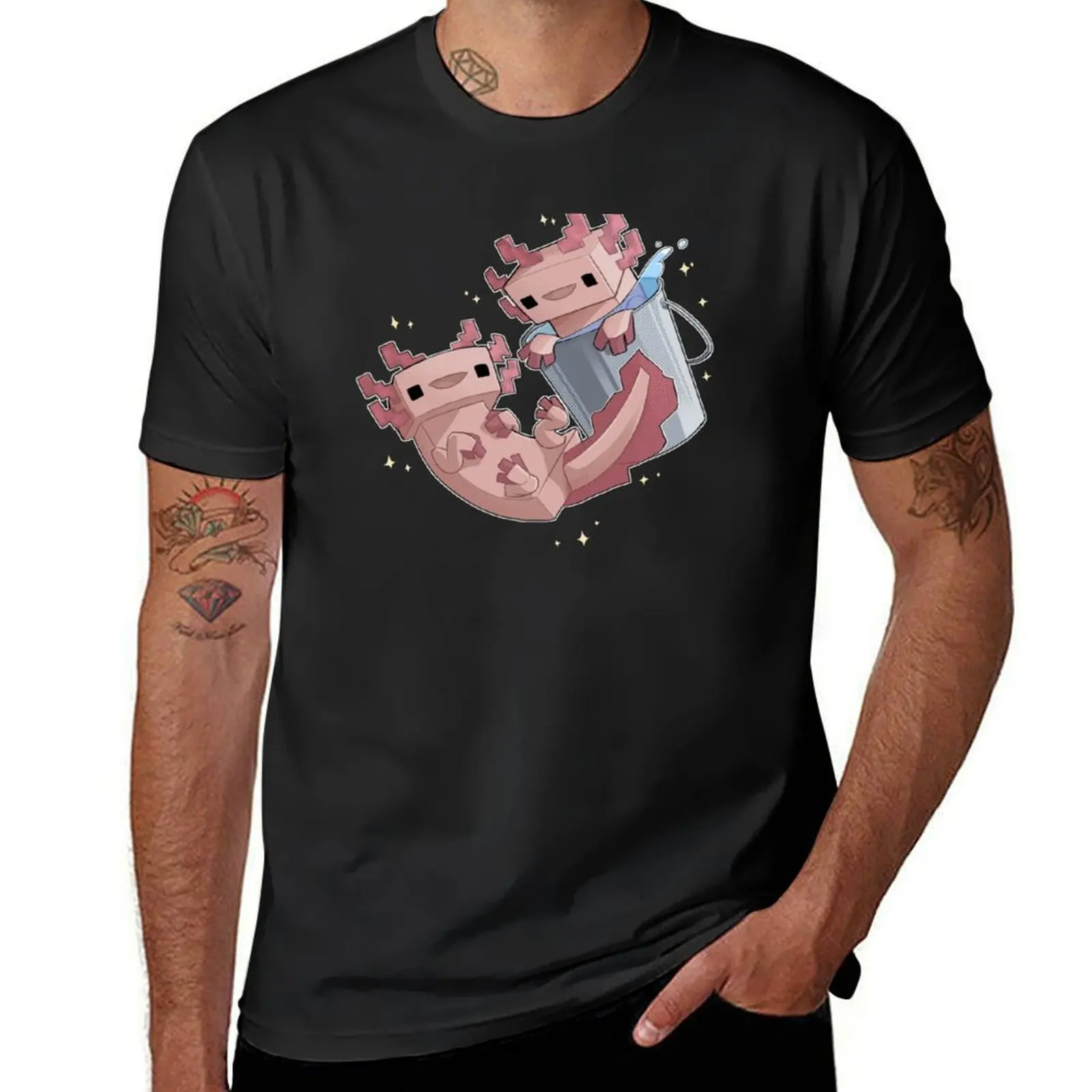 Block Axolotls T-Shirt vintage sublime anime funny t shirts for men