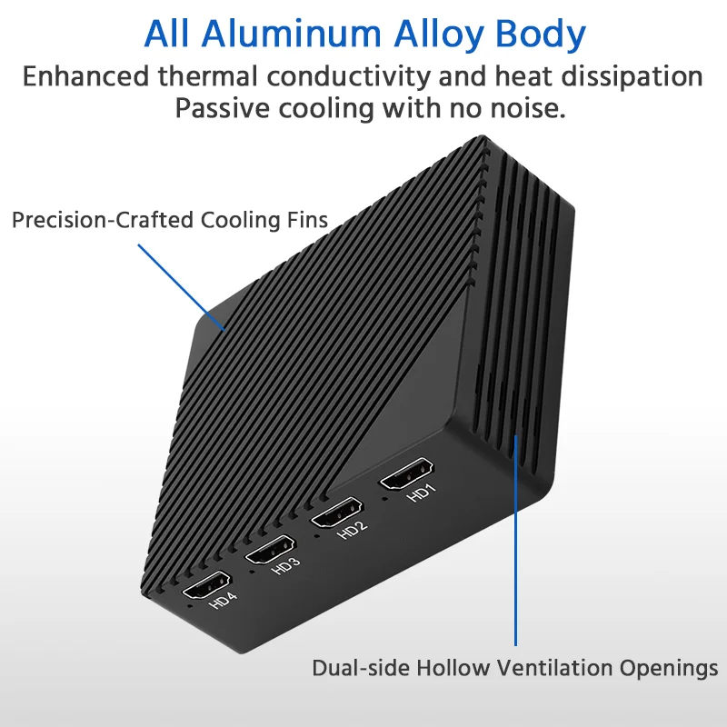 실시간 스트리밍 미디어 게임 녹화 박스, 라이브 방송 워크스테이션, 비디오 캡처 카드, 4 채널 HDMI 호환, 1080P, 60fps