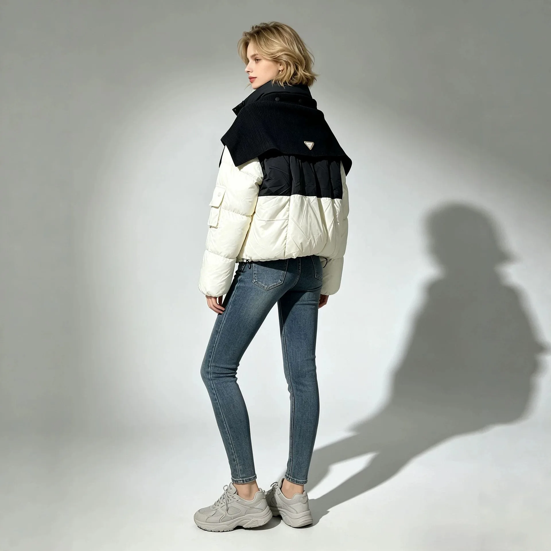 Women's down Cotton Jacket 2026New Oversized Collar Quilted Winter Puffer Top Chic Padded Coat Loose Warm Parka Female Outerwear
