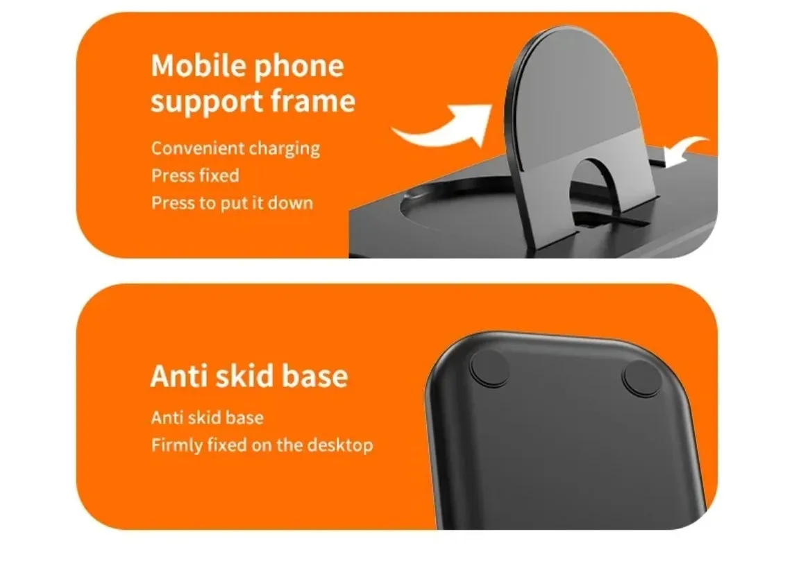 3-in-1 Schnell-Ladestation Faltbares Kabelloses Ladegerät Ständer Dock Handyhalter für iPhone 17-12 Apple Watch AirPods – Detail 19