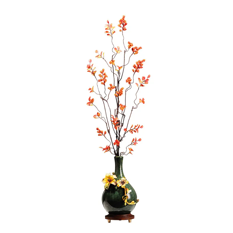 LTT Entrance Enamel Color Slender Vertical High Dry Vase Ornament Living Room Ceramic Decoration