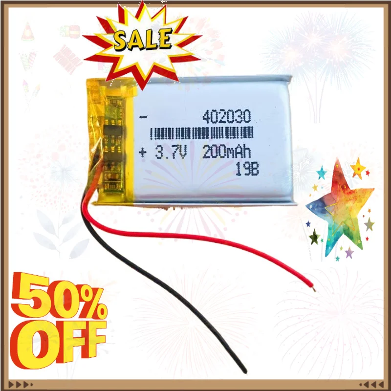 SWZY 5 PCS/10 PCS 3.7V 200mAh Lipo Rechargeable Battery 402030 for Bluetooth Headphone Speaker Toy Car Tachograph Positioner