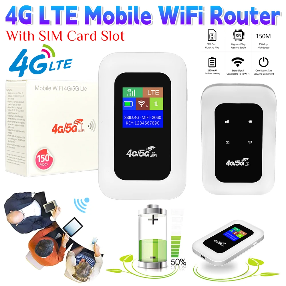 

4G LTE мобильный беспроводной Wi-Fi-маршрутизатор со слотом для SIM-карты 150 Мбит/с портативный Wi-Fi-маршрутизатор уличная точка доступа для домашнего офиса RV Camping ﻿