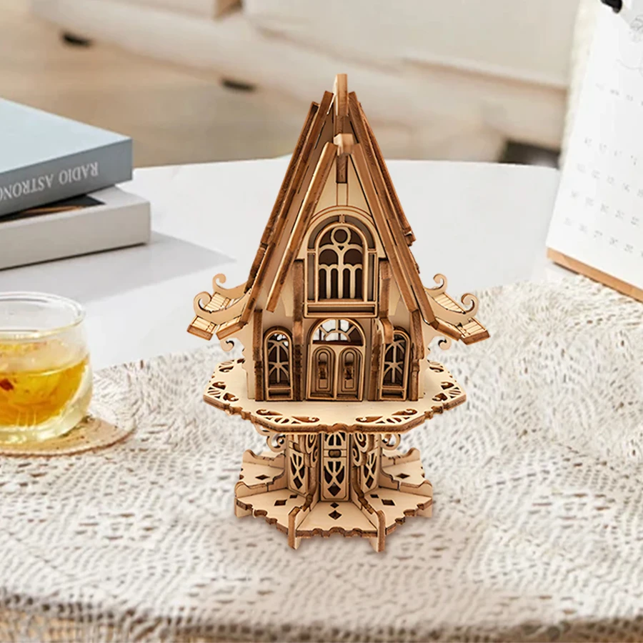 لغز منزل قزم خشبي ثلاثي الأبعاد من OUZEY، مجموعة نماذج خيالية DIY للبالغين والأطفال، سهلة التجميع، أفضل هدية عيد الميلاد #1