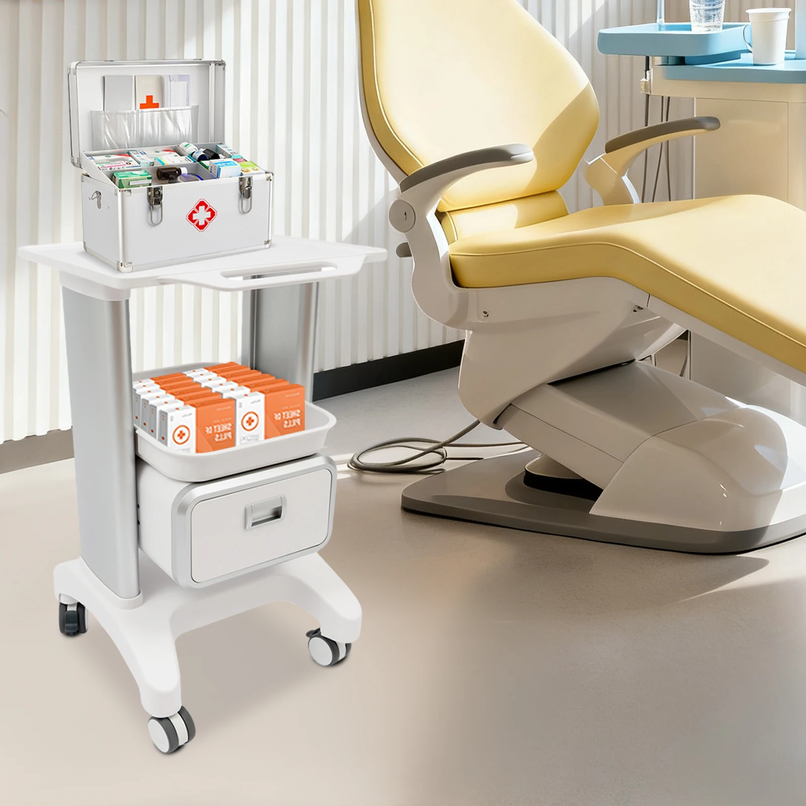 Medizinischer Rollwagen mit Rädern Mobiler Wagen für Kosmetikinstrumente 100kg Tragkraft Rollender Werkzeugwagen für Krankenhäuser/Spas/Kliniken – Detail 4