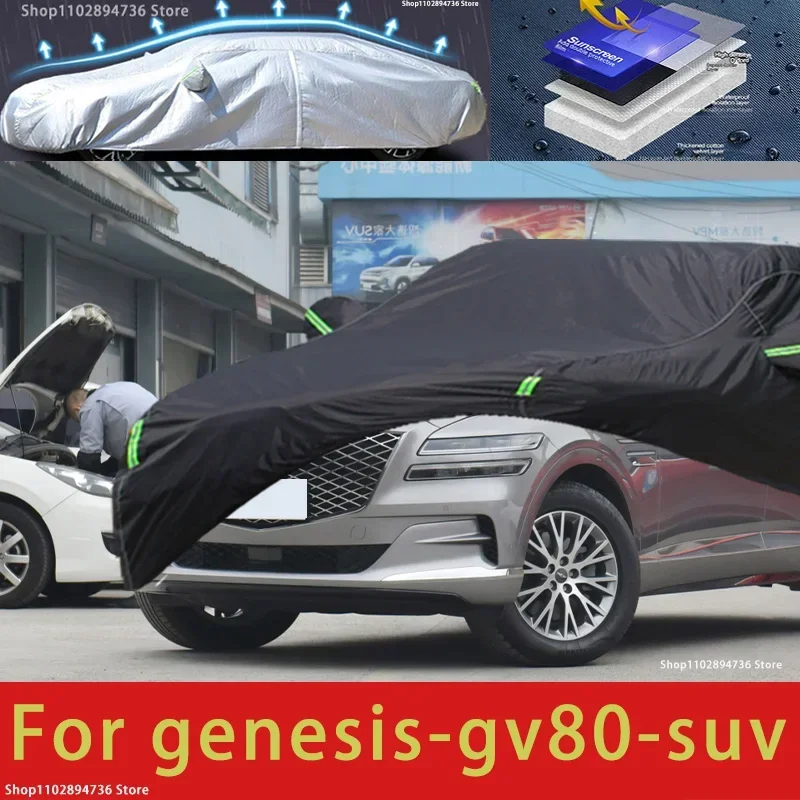 

For Genesis GV80 Fit Outdoor Protection Full Car Covers Snow Cover Sunshade Waterproof Dustproof Exterior black car cover