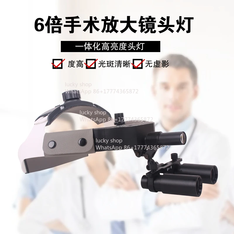 Dental Magnifying Glass 6x Microscope, Surgical Headlights, Oral, Cosmetic and Plastic Surgery, Orthopedic Spine, Medical