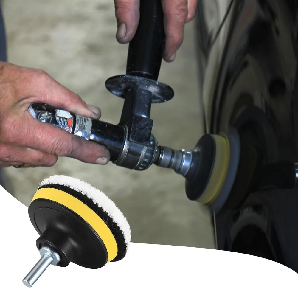 Tampons de polissage en laine, roue de polissage de voiture de 3 pouces avec crochet et boucle arrière pour fixation de tampon de perceuse, voiture 10 pièces