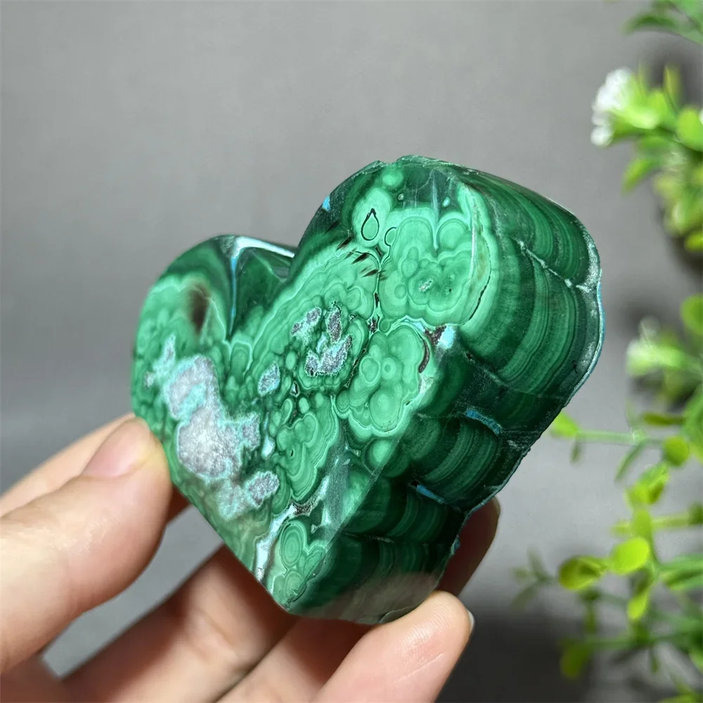 Natural Gemstone Chrysocolla Heart-Shaped Mineral Reiki Therapy Energy Witchcraft Prayer Home Decoration Lucky Gift