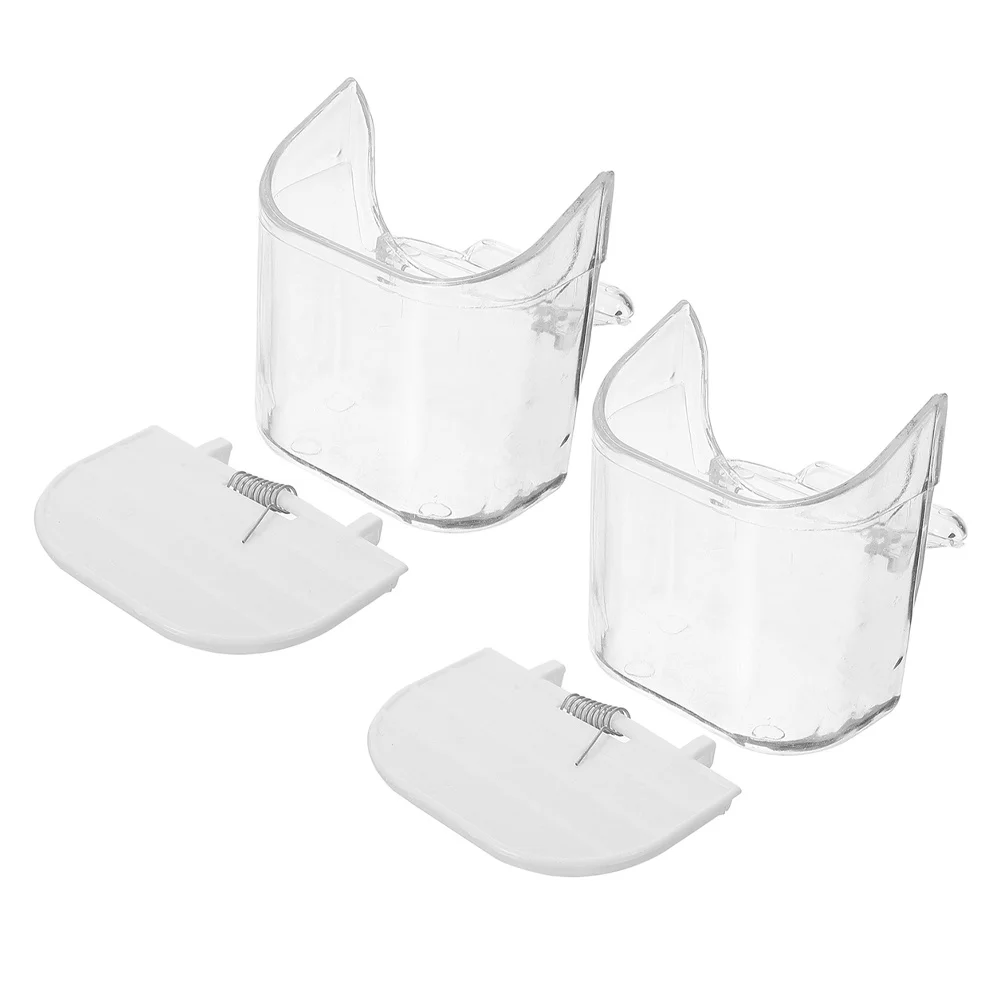 

3Pcs Bird Cage Food Holder Anti-Spill Spring Attached Plastic Hanging Cup Parrot Feeder Bird Feeding Station Parrot Feeder Cup