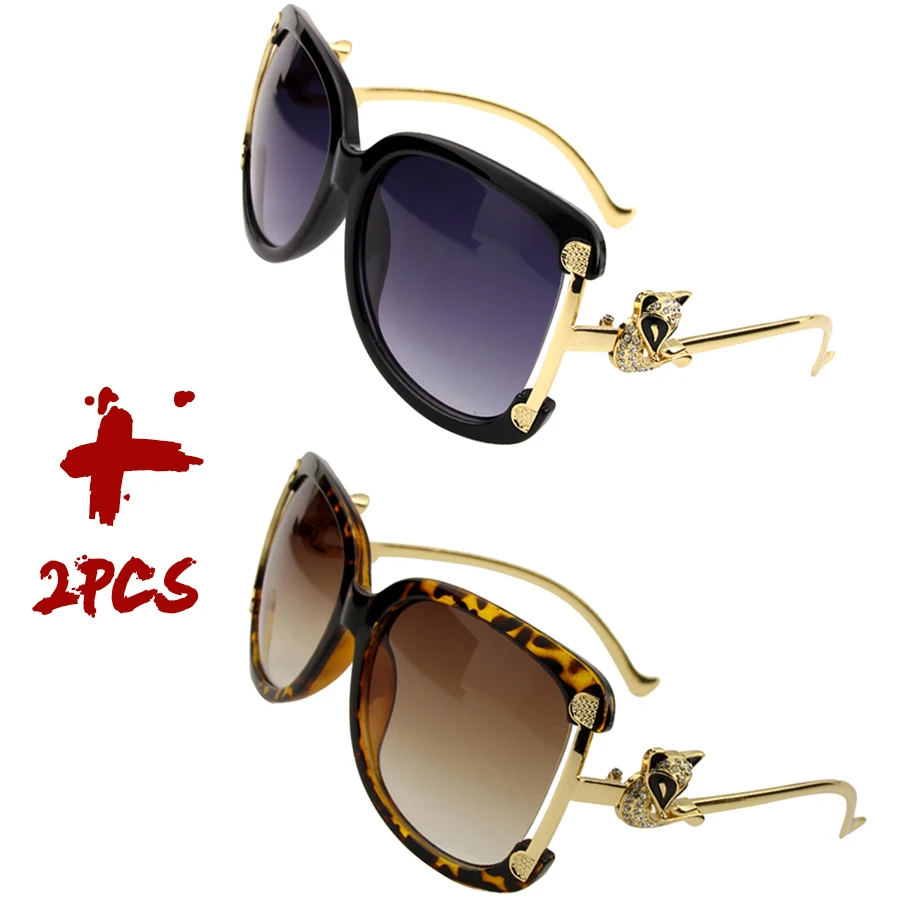 Sonnenbrille Frauen Luxusmarke Designer Damen ovale Legierung Rahmen Gold Fuchs Dekoration Vintage Sonnenbrille Mädchen 4 Farben – Detail 7