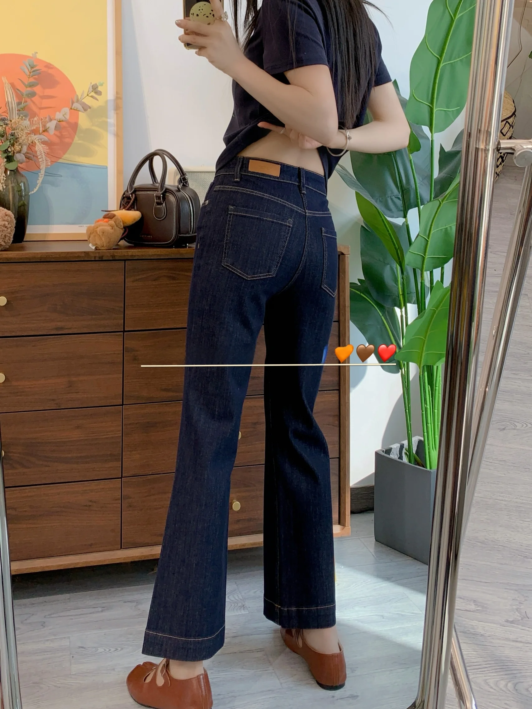 

Slim Fit High Waist Micro Flared Jeans Women's Denim Color Elastic Nine Points Flared Pants Casual Cotton Stretchy Denim