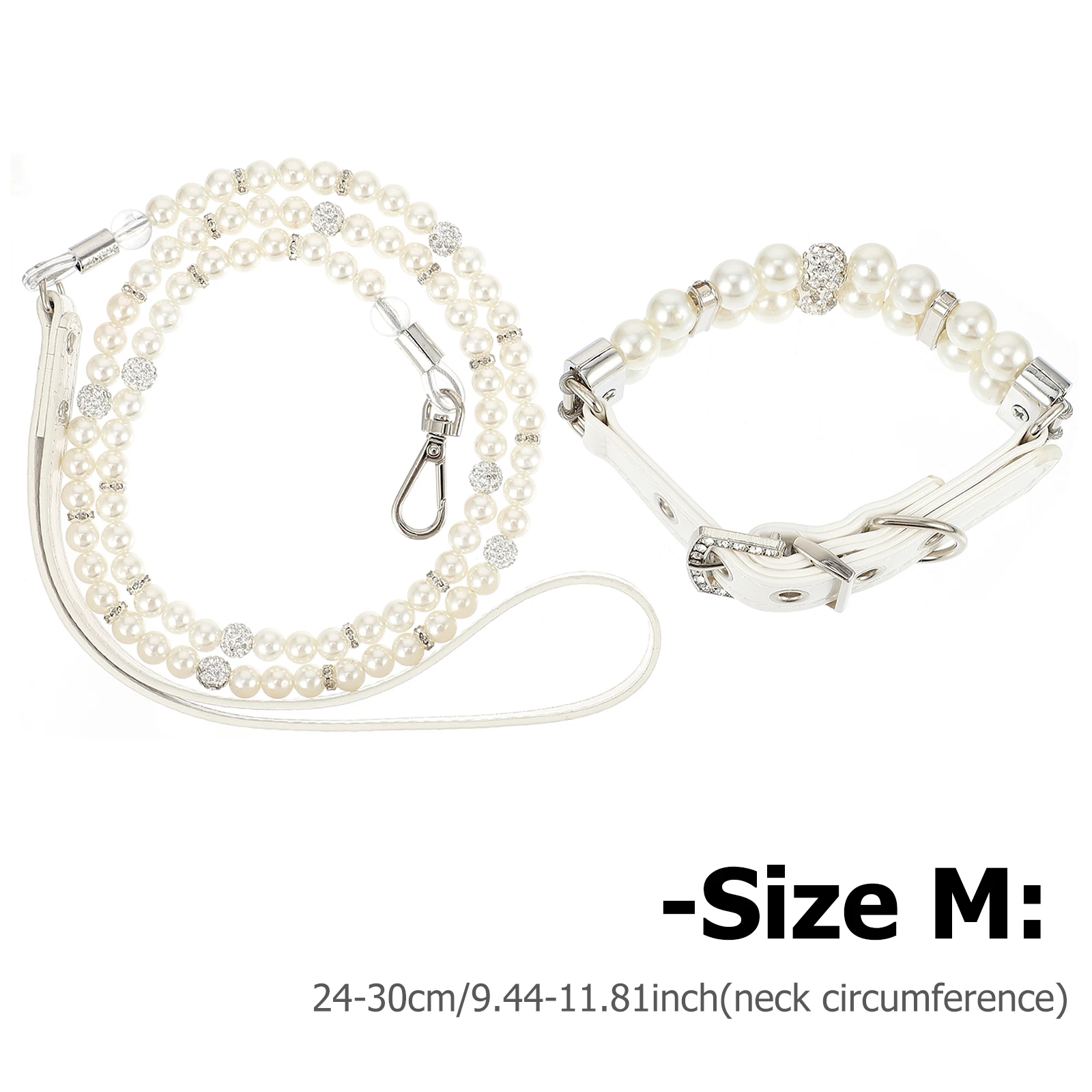 

2Pcs Adjustable Pet Dog Pearls Collar and Leash Set Flexible Puppy Neckwear for Outdoor Running Daily Use Parties