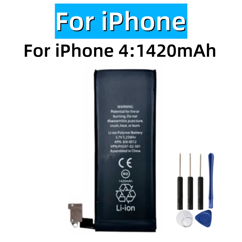 Batería de Repuesto para iPhone 4 4S 616-0579 616-0580 Batería Recargable de 0 Ciclos + Herramientas de Apertura 2