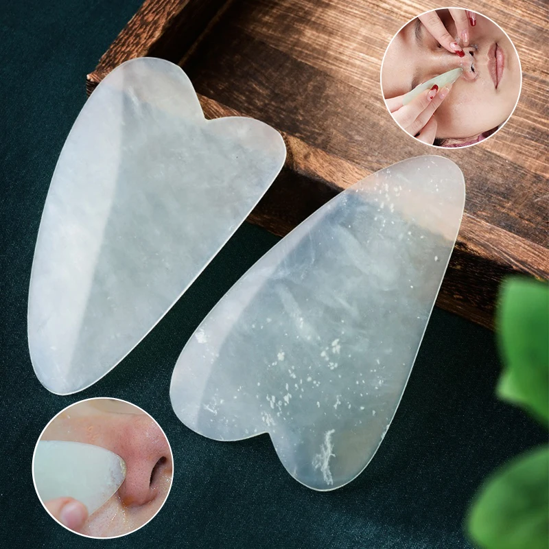 Ultra-Thin Jade Blackhead Guasha Stone Massage Face Lift Tools Natural Rose Quartz Gouache Scraper Jade Gua Sha Board For Face