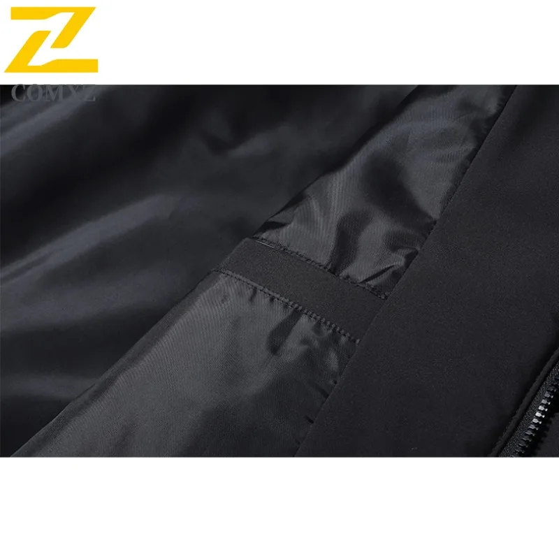 سترة مبطنة للرجال من COMXZ بياقة بيسبول للعمل في الهواء الطلق سترة مقاومة للبرودة للأعمال مريحة وخفيفة الوزن معطف شتوي من القطن