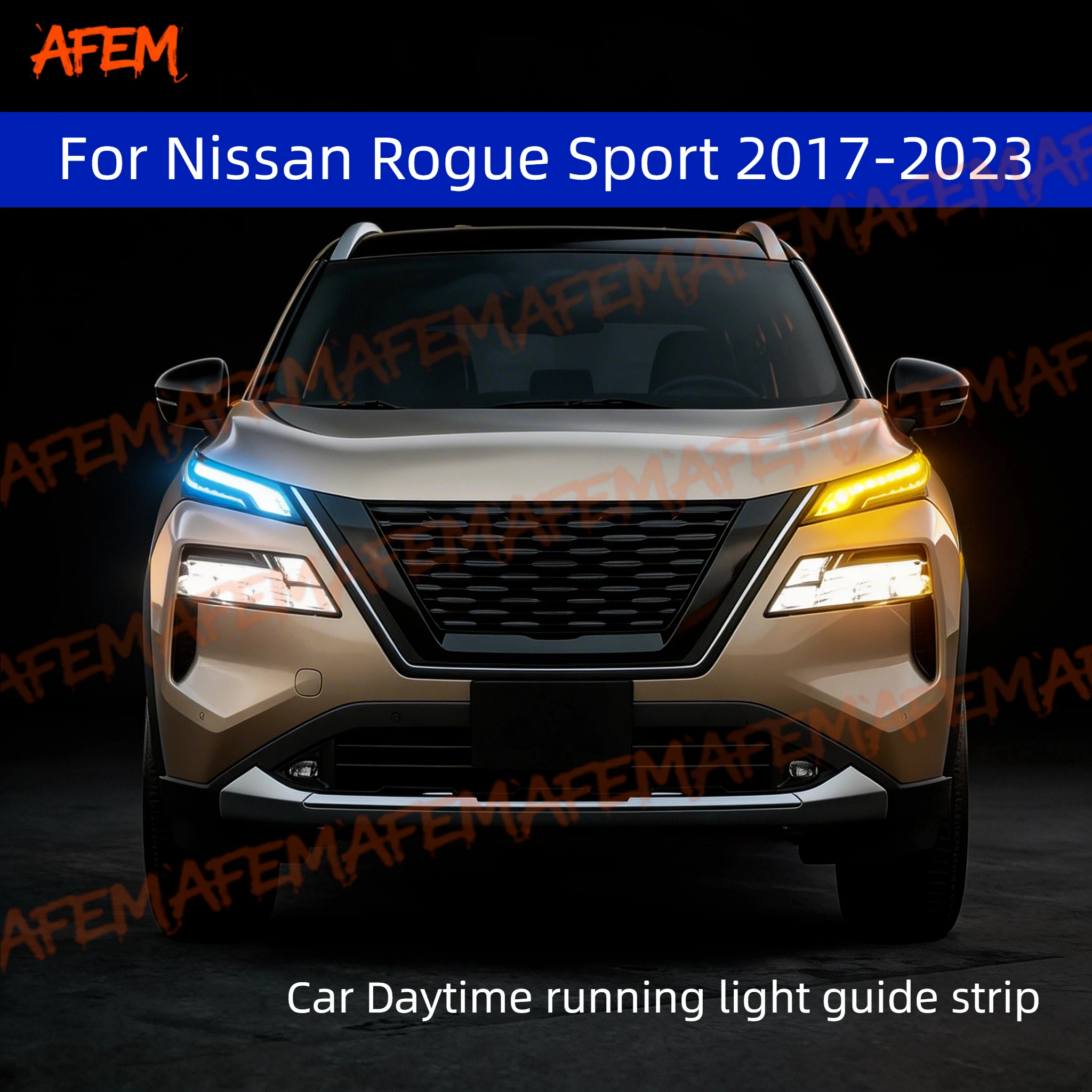 12V Car DRL Daytime Running Light Start Scan Style Sequential Flowing Turn Signal Light For Nissan Rogue Sport 2017-2023