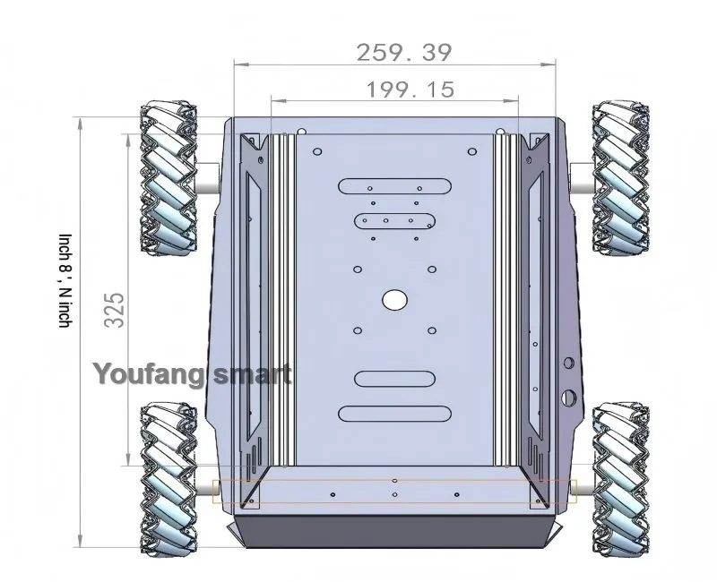80 kg Last, robustes Metall-Auto-Chassis, 152 mm Mecanum-Rad-Trolley, omnidirektional, V5Max, mobiler Roboter für Arduino-Roboter, DIY-Kit – Detail 4