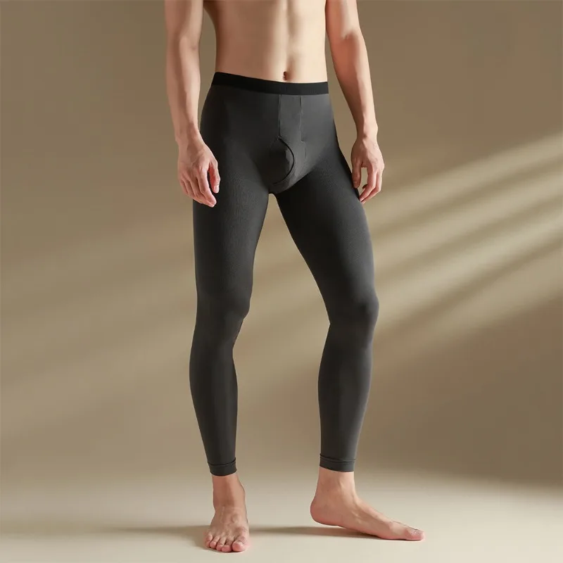 Plus Size Men's Thermal Long High Elastic Warm Base Layer Pants With U Convex Pouch Leggings Soft Stretchy Underwear Pantyhose