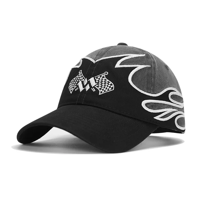 American High Street Baseball Cap For Women Deep Soft Top, Large Head Circumference, Flame Duckbill Hat For Men