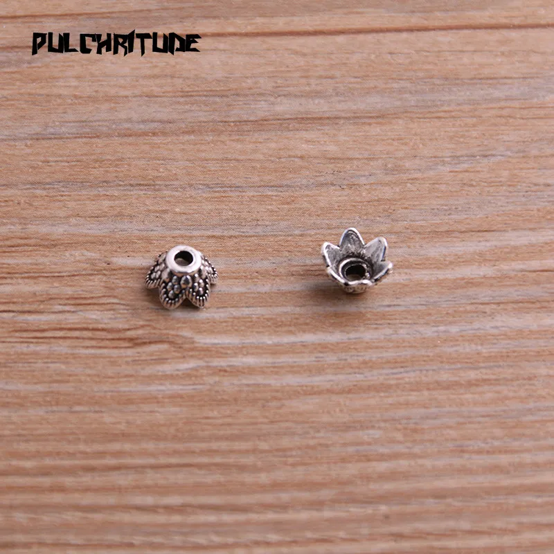 60pcs 5*8*8mm Two Color Receptacle Hollow MINI Flower DIY Spaced Jewelry Accessories Charms For Jewelry Making