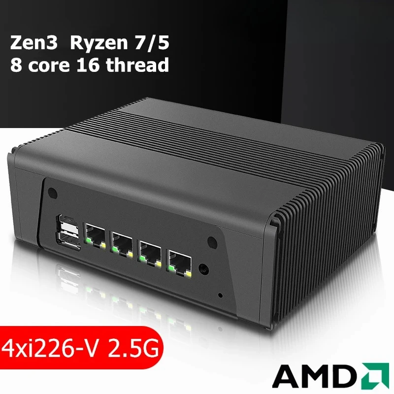 Nuovo AMD Mini PC Ryzen 7 5825U 5800U 4x Intel i226-V 2.5G NAS Server Firewall Apparecchio Router morbido 3 * NVMe 2 * SATA 3x4K UHD