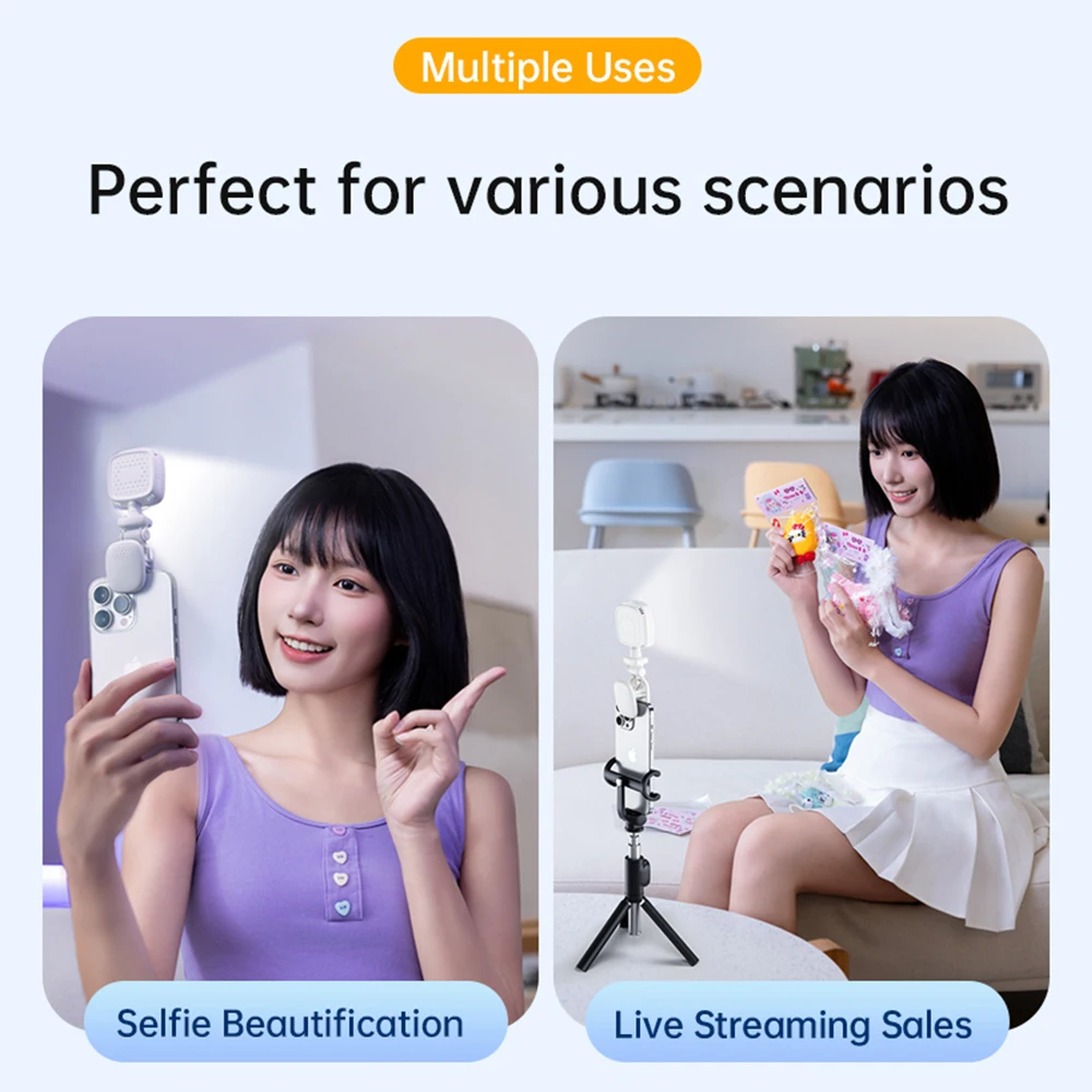 المحمولة LED Selfie ضوء كاميرا صغيرة ملء ضوء قابلة للشحن الهاتف أضواء ليلية USB المشبك مصباح لأجهزة الكمبيوتر المحمول اللوحي TikTok فيديو