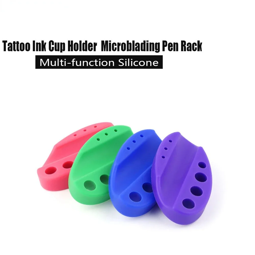 

Oval Silicone Tattoo Ink Pigment Cup Holder Embroidery Paint Caps Stand Microblading Pen Rack Eyebrow Makeup Machine Accessories