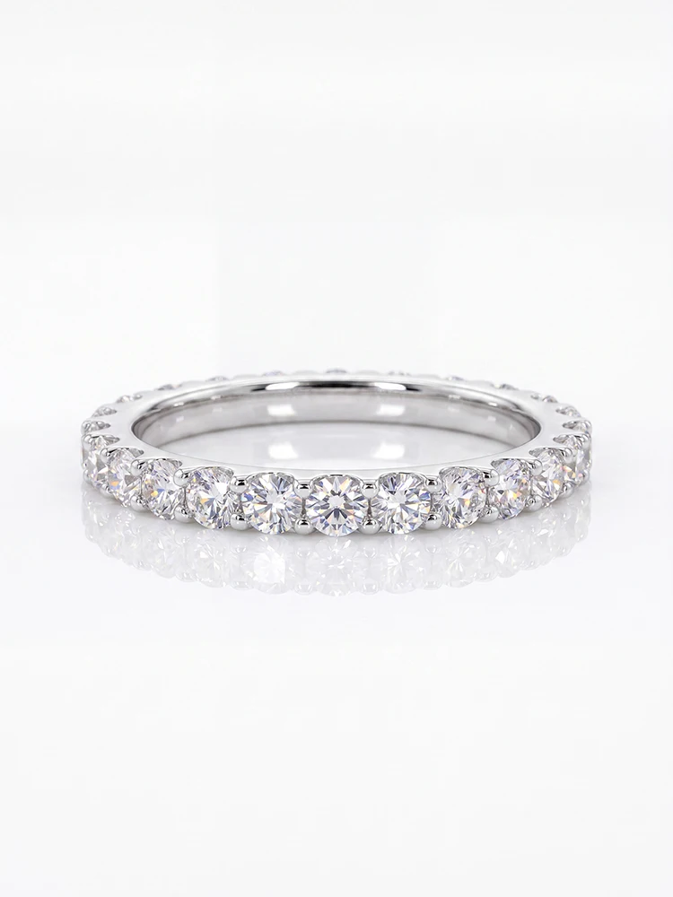 GRA Echte Runde Moissanit-Diamant Glänzende Modische Ringe für Frauen Verlobung Jubiläum 925 Sterling Silber Feiner Schmuck – Detail 4