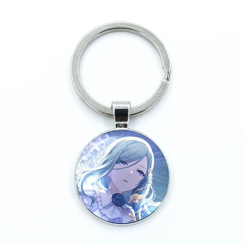 Project SEKAI Anime Hinomori Shizuku Szk MORE MORE JUMP!  Glass Keychain Cartoon Character Key Chain Accessories Keyring Jewelry