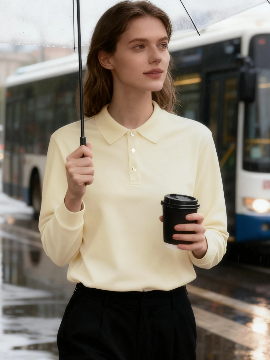 Neue Herbstmode-Poloshirts für Damen, lässige T-Shirts für den Pendelverkehr, bequemes, weiches Hemd, solide Basics, Tops, Büro, Alltag, langärmeliges T-Shirt