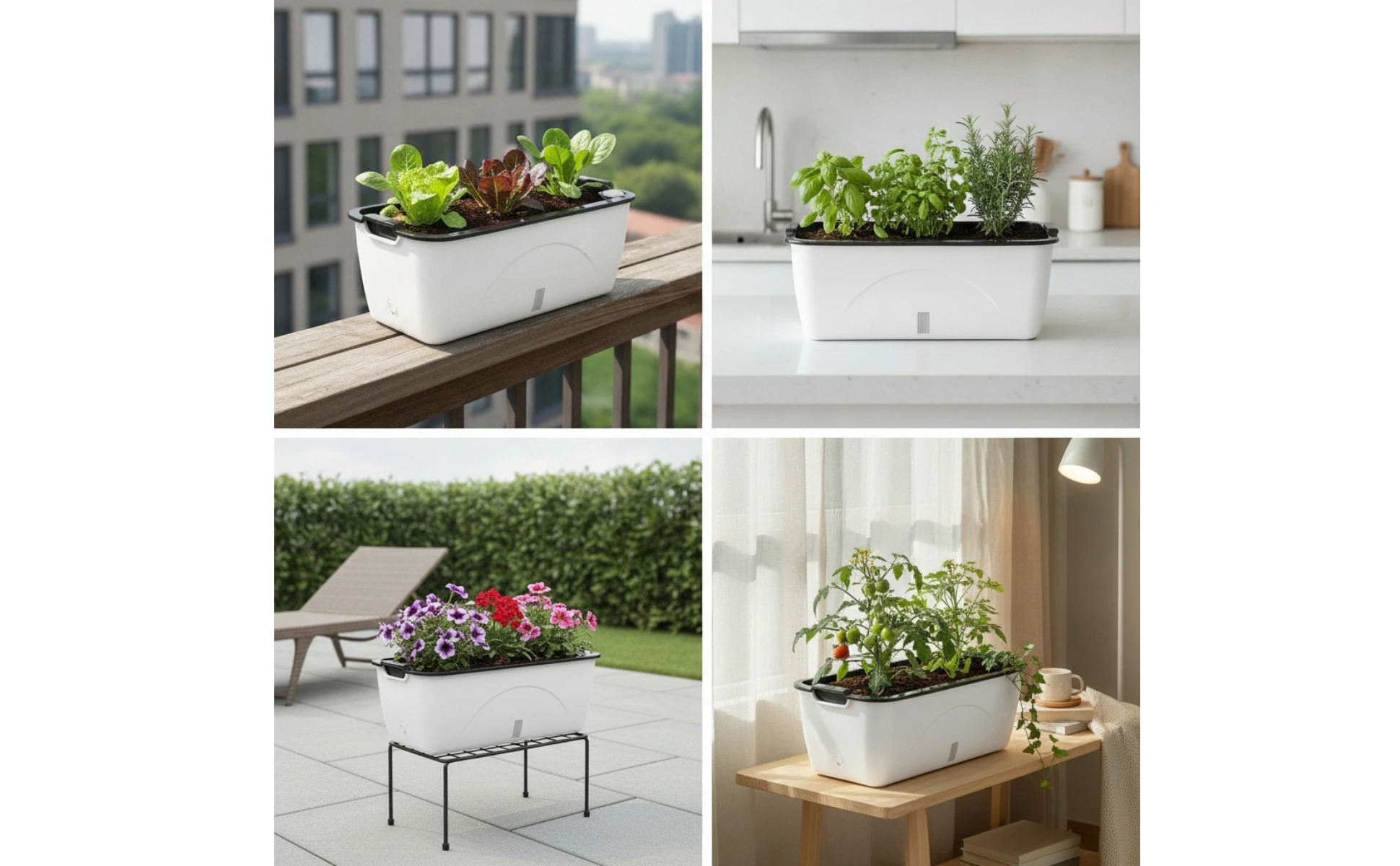 Self-Watering Planter Compact Self Watering Planter Flower Box Long-Lasting Practical for Balcony, Windowsill Self-Watering Planter Compact Self Watering Planter Flower Box Long-Lasting Practical for Balcony, Windowsill