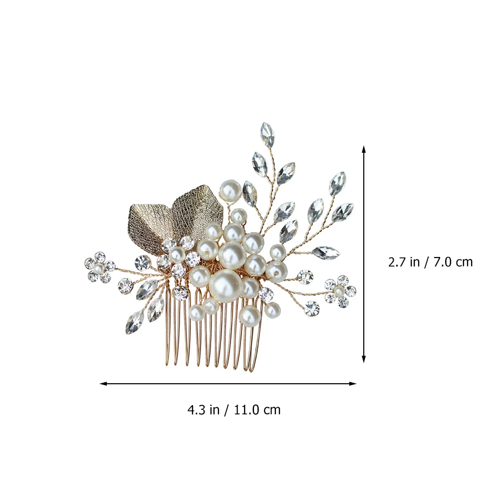 مشط شعر لؤلؤي من حجر الراين غطاء رأس العروس لحفلات الزفاف وحفلات الزفاف وإكسسوارات الشعر دبوس شعر العروس دبوس شعر لؤلؤي #6