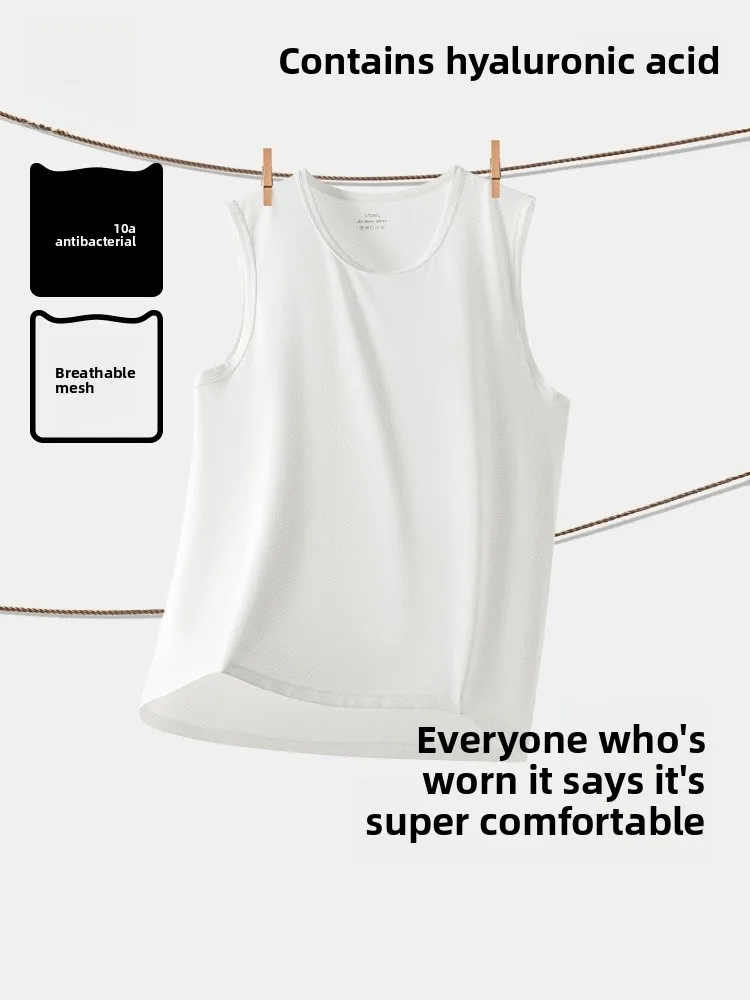 Men's Ice Silk Svel T-irt Loose Fit Qui Dry Gymwear Antibacterial Breathable Summer Tank Top round Ne Basic Sle