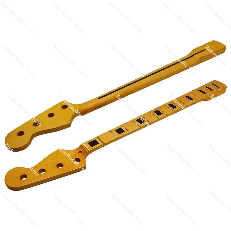 

Beginner Electric Bass Neck 20-fret Yellow Maple Bass Neck Replacement for 4-String Bass