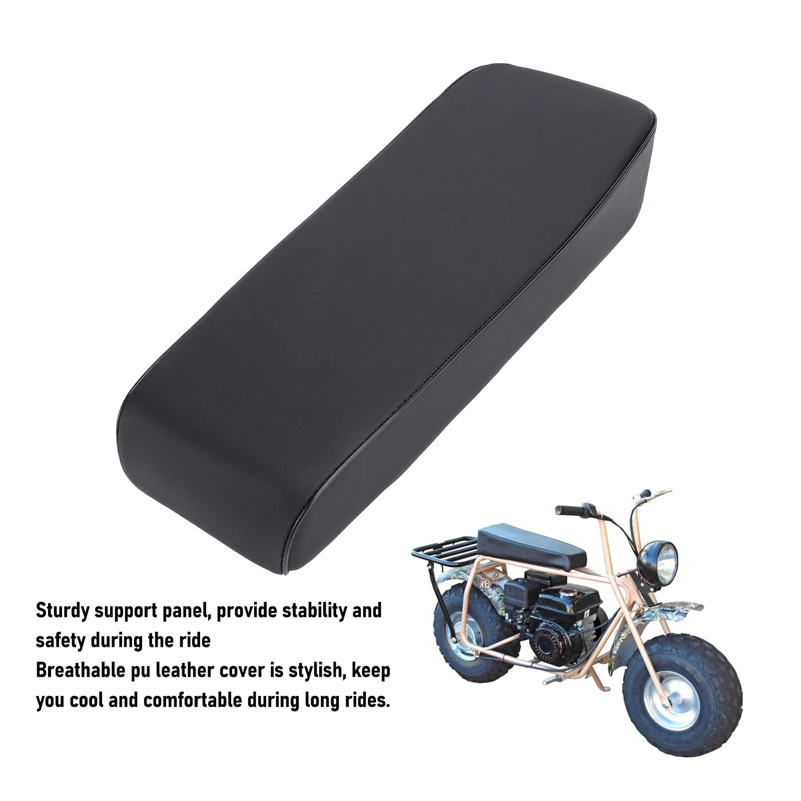 

19 Inches Mini Bike Seat PU Leather Shock Absorption Foam Seat Pad for Ct200u 196cc Ct200 200cc Motor 6.5HP Mini Bike Saddle