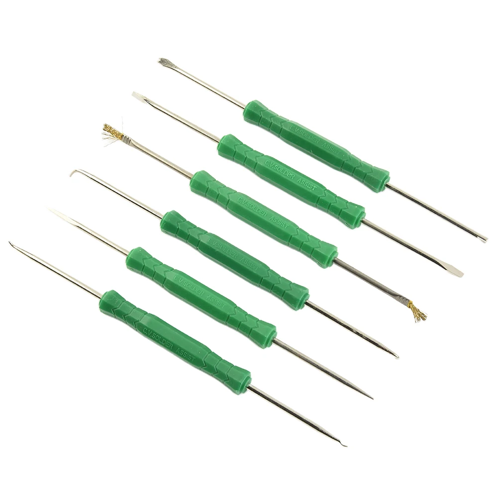 Imagem -02 - Aço Carbono Pcb Desoldering Ferramenta de Ajuda de Solda Auxiliar Ferramenta de Reparo de Limpeza Raspador Furador Escova Garfo Gancho Push Rod 6x