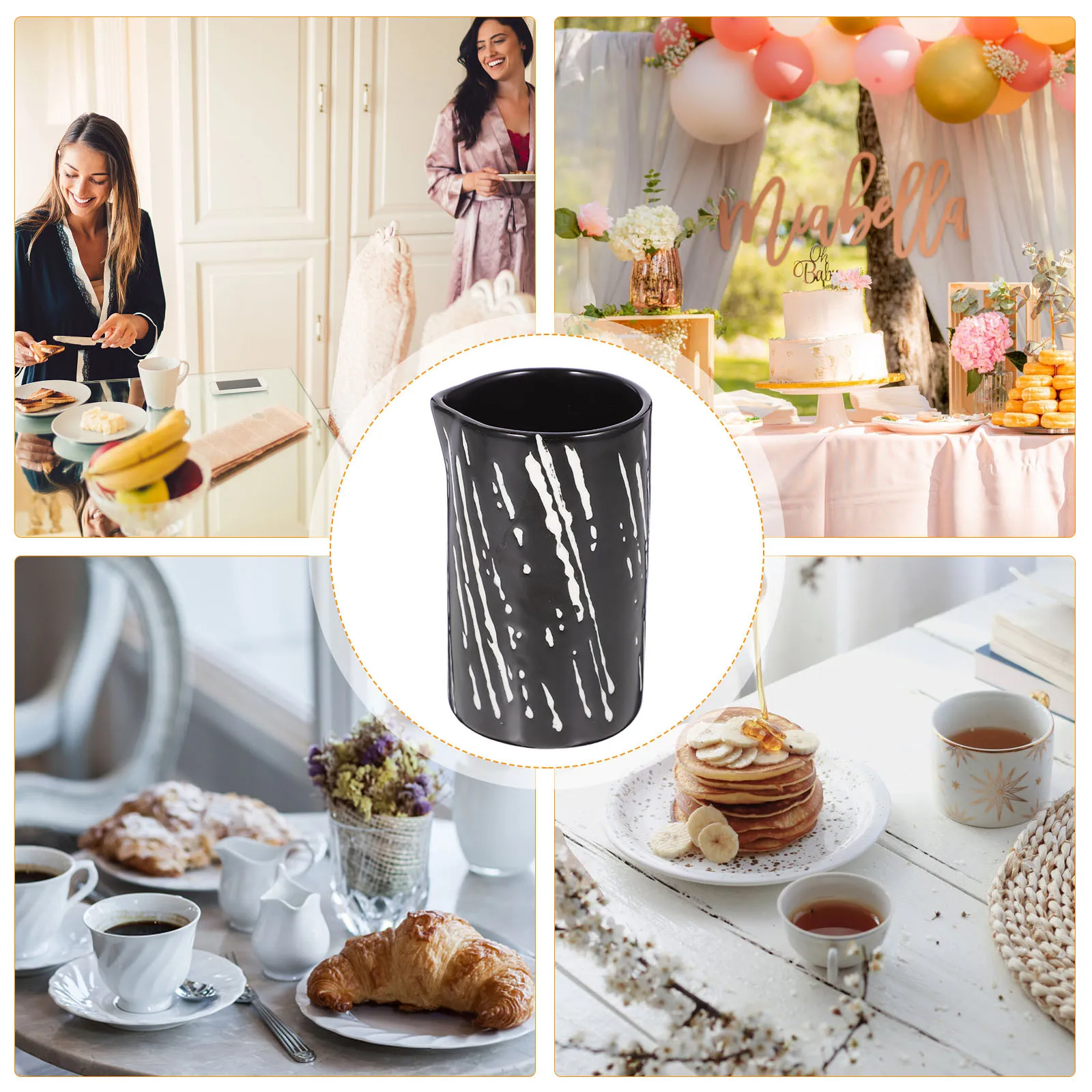 

Керамический кувшин для молока, сливочник для кофе, стильный многофункциональный дизайн с латте-артом, удобный для переноски, подходит для домашнего отеля