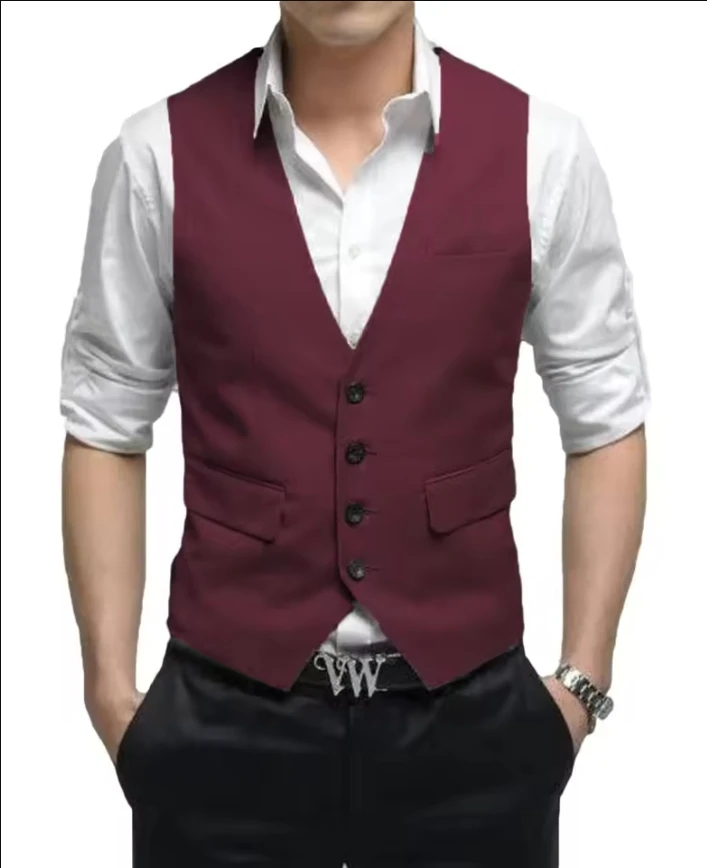 Gilet da uomo a spina di pesce Abito da lavoro per uomo Gilet da uomo classico maschile Gilet nero Abito da uomo Abiti di tweed Abbigliamento formale