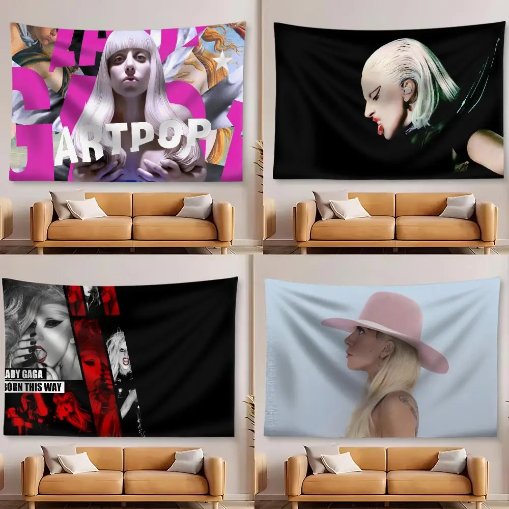 Lady G-Gaga Singer Tapestry Custom Home Living Room Bedroom Wall Decor Wallpaper Backdrop Cloth With Clips