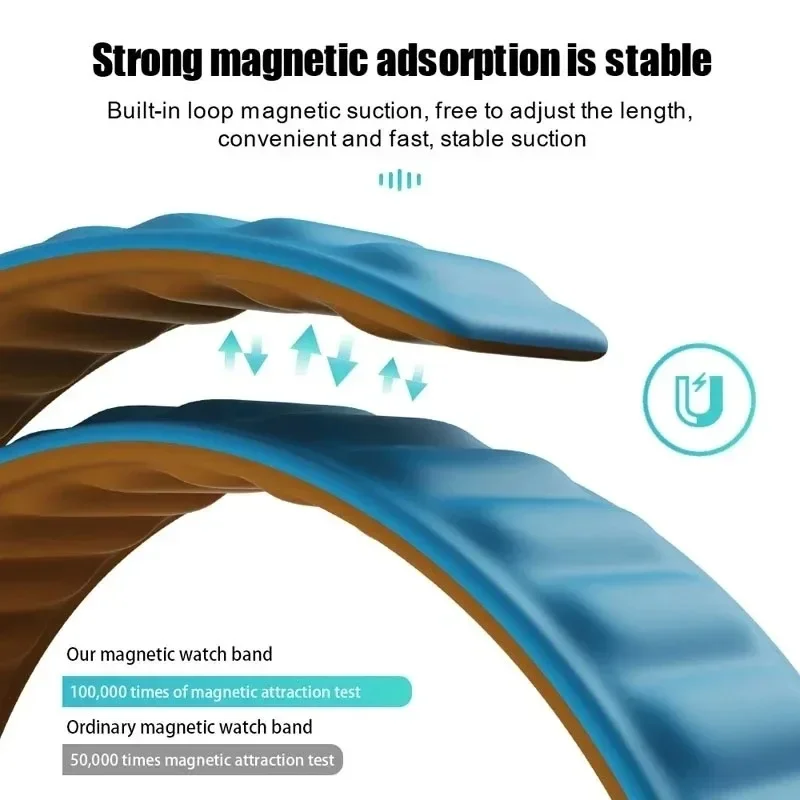 حزام سيليكون لساعة أبل Ultar 2 Band 49mm 45mm 42mm 40mm 38mm 41 44mm سوار حلقة مغناطيسي iWatch Series 9 8 7 6 SE 5