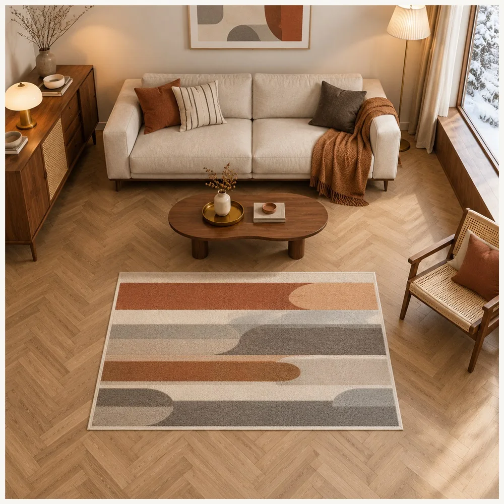 VIKAMA Abstract Morandi Blocks Door Mat, Non Slip Washable Flannel Rug, Nordic Floor Mat for Snug, Landing, Pantry