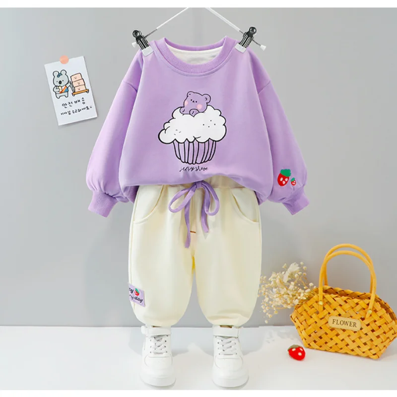 Autumn Baby Girls Clothes Set Sweet Kid Sweatshirts Pullover Top And Pants Bottom 2pcs Suit Children Fashion Outfits Tracksuits