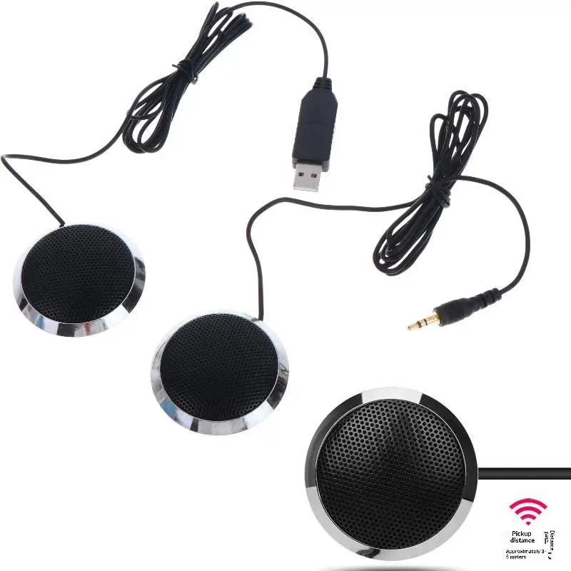3.5mm/USB Condenser Microphone Omnidirectional Desktop Conference Mic For Laptop PC Computer Gaming Streaming Online Class