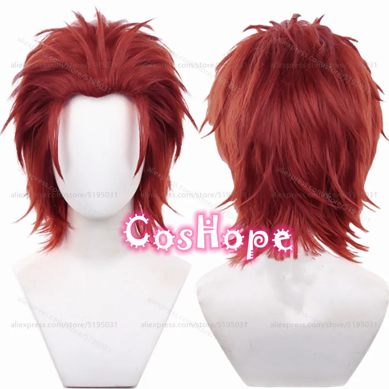 K Suoh Mikoto Cosplay Wig 35cm Short Dark Red Wig Cosplay Anime Cosplay Wigs Heat Resistant Synthetic Wigs