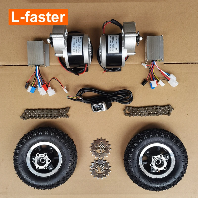 Carro de plataforma pesada barato de 250W, kits de conversión de carritos manuales eléctricos DIY, Motor de engranaje cepillado de doble CC