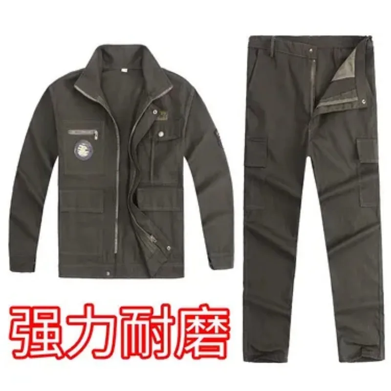 Men Cotton Work Jacket Thick Heat Resistant Wear Resistant Multi Pocket Welding Auto Repair Labor Coat